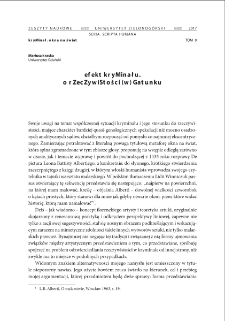 Efekt kryminału. O rzeczywistości (w) gatunku = The impact of the crime novel. On the reality in/of the genre
