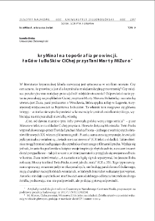 Kryminalna topografia prowincji. Łagów Lubuski w "Cichej przystani" Marty Mizuro = Crime topography of the provinces. Łagów Lubuski in "Cicha Przystań" ("Silent Harbor") by Marta Mizuro