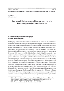 Jan Paweł II a fenomen objawień maryjnych Królowej Pokoju z Medziugorja = John Paul II and the phenomenon of the Marian apparitions of the Queen of Peace of Medjugorje