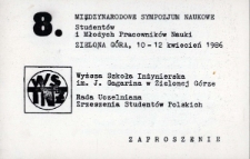 Zaproszenie: 8. Międzynarodowe Sympozjum Naukowe Student&oacute;w i Młodych Pracownik&oacute;w Nauki