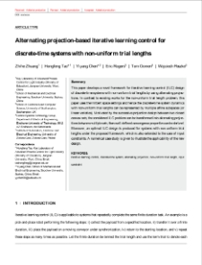 Alternating projection-based iterative learning control for discrete-time systems with non-uniform trial lengths