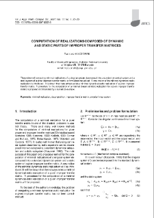 Computation of realizations composed of dynamic and static parts of improper transfer matrices