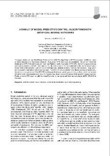 A family of model predictive control algorithms with artificial neural networks