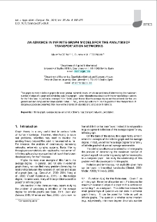 An advance in infinite graph models for the analysis of transportation networks
