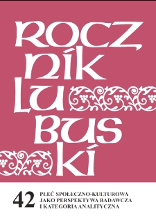 Rocznik Lubuski (t. 42, cz. 1): Płeć społeczno-kulturowa jako perspektywa badawcza i kategoria analityczna - spis treści