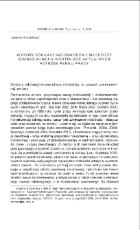 Wybory edukacyjno-zawodowe młodzieży gimnazjalnej w kontekście aktualnych potrzeb rynku pracy = Educational and vocational choices of junior high School youth in the context of the actual labour market needs. A report from research
