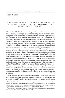 Kontrowersje wokół promocji akademickiej w Stanach Zjednoczonych: rekonstrukcja debaty wokół Tenure = Controvercies around academic promotion in the United states: reconstrution of the debate over Tenure