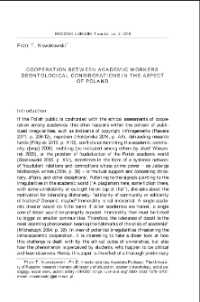 Cooperation between academic workers: deontological considerations in the aspect of Poland = Kwestia współpracy między pracownikami akademickimi: rozważania deontologiczne w aspekcie polskim