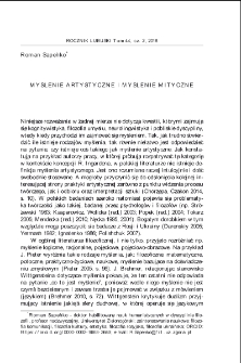 Myślenie artystyczne i myślenie mityczne = Artistic and mythical thinking