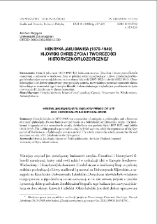 Henryka Jakubanisa (1879-1949) kijowski okres życia i twórczości historycznofilozoficznej