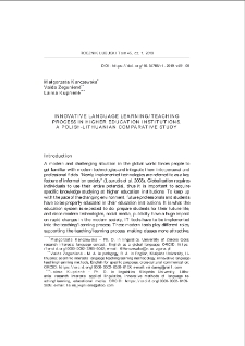 Innovative language learning/teaching process in higher education institutions. A Polish-Lithuanian comparative study = Innowacyjne nauczanie/uczenie się języka obcego w szkole wyższej. Polsko-litewskie badanie porównawcze