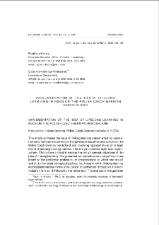 Implementation of the idea of lifelong learning in NGOs on the Polish-Czech-German borderland = Realizacja idei lifelong learning na pograniczu polsko-czesko-niemieckim w organizacjach pozarządowych (NGO)