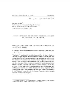 Effects of labour migration on social change in the country of origin = Wpływ migracji zarobkowej na zmiany społeczne w kraju pochodzenia