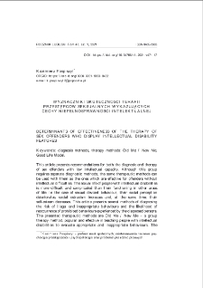 Wyznaczniki skuteczności terapii przestępców seksualnych wykazujących cechy niepełnosprawności intelektualnej = Determinants of effectiveness of the therapy of sex offenders who display intellectual disability features