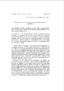 Społeczne i kulturowe uwarunkowania e-sportu