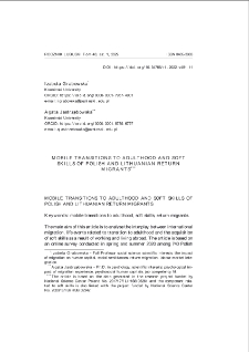 Mobile transitions to adulthood and soft skills of Polish and Lithuanian return migrants = Mobilne wchodzenie w dorosłość i kompetencje miękkie polskich i litewskich migrantów powrotnych
