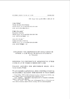 Exploring the components of acculturative stress: a case study of Iranian students in Poland = Badanie komponentów stresu akulturacyjnego: kazus irańskich studentów w Polsce