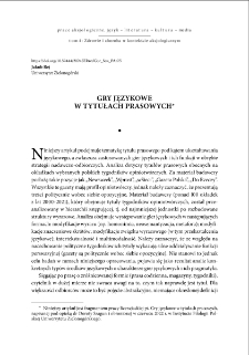 Gry językowe w tytułach prasowych = Language games in press titles