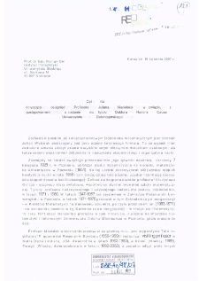 Opinia dotycząca osiągnięć Profesora Juliana Musielaka w związku z postępowaniem o nadanie mu tytułu Doktora Honoris Causa Uniwersytetu Zielonog&oacute;rskiego