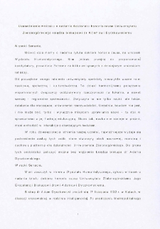 Uzasadnienie wniosku o nadanie doktoratu honoris causa Uniwersytetu Zielonog&oacute;rskiego księdzu biskupowi dr Adamowi Dyczkowskiemu