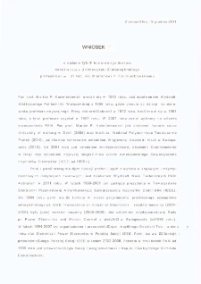 Wniosek o nadanie tytułu honorowego doktora honoris causa Uniwersytetu Zielonog&oacute;rskiego profesorowi zw. dr hab. inż. Marianowi P. Kaźmierkowskiemu