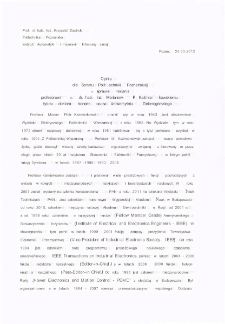 Opinia dla Senatu Politechniki Poznańskiej w sprawie nadania profesorowi zw. dr. hab. inż. Marianowi P. Kaźmierkowskiemu tytułu doktora honoris causa Uniwersytetu Zielonog&oacute;rskiego