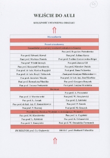 Kolejność członk&oacute;w orszaku senackiego podczas wejścia do auli