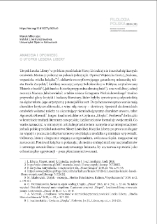 "Anaideia" i opowieść. O "Utopku" Leszka Libery = "Anaideia" and a story. About "Utopek" by Leszek Libera