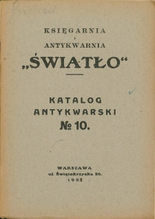 Katalog antykwarski No 10.