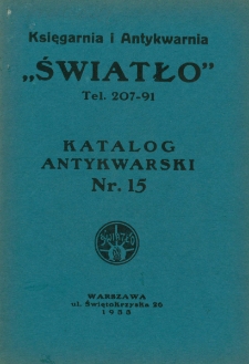 Katalog antykwarski Nr. 15