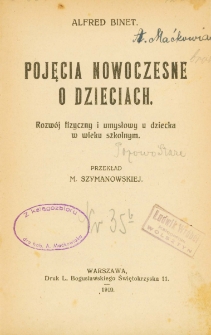 Pojęcia nowoczesne o dzieciach: rozwój fizyczny i umysłowy u dziecka w wieku szkolnym - przedmowa