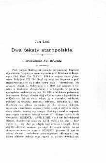 Dwa teksty staropolskie
