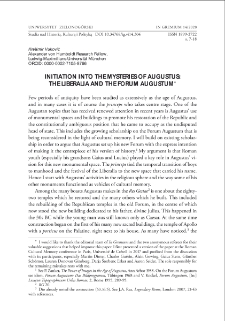 Initiation into the mysteries of Augustus: the Liberalia and the Forum Augustum = Inicjacja w misteria Augusta: Liberalia i Forum Augustum