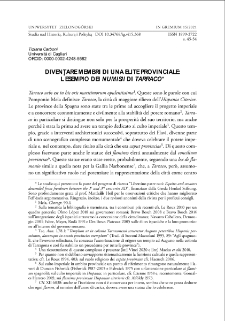 Becoming members of a provincial elite: the example of the Numisii family from Tarraco = Wejście do grona prowincjonalnych elit: przykład rodziny Numisii z Tarragony
