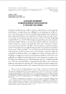 Ludność Warszawy w świetle spisów podatkowych z I połowy XVII wieku = The population of Warsaw in the light of tax censuses from the first half of the 17th century