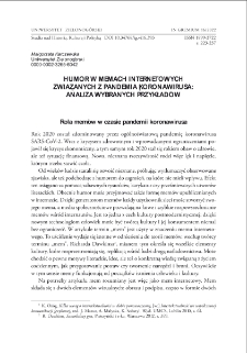 Humor w memach internetowych związanych z pandemią koronawirusa: analiza wybranych przykładów = Humour in internet memes related to the coronavirus pandemic: an analysis of selected examples
