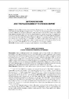 Antonine women and the place names of the Roman Empire = Kobiety z kręgu Antoninów i nazwy miejscowe Cesarstwa Rzymskiego
