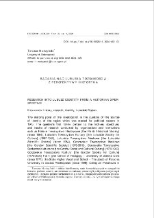 Badania nad lubuską tożsamością z perspektywy historyka = Research into Lubusz identity from a historian`s perspective