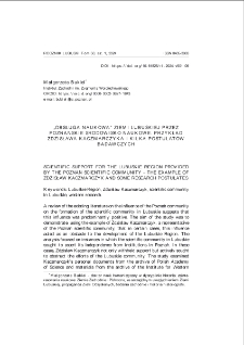 "Obsługa naukowa" Ziemi Lubuskiej przez poznańskie środowisko naukowe. Przykład Zdzisława Kaczmarczyka i kilka postulatów badawczych = Scientific support for the Lubuskie Region provided by the Poznań scientific community - the example of Zdzisław Kaczmarczyk and some research postulates