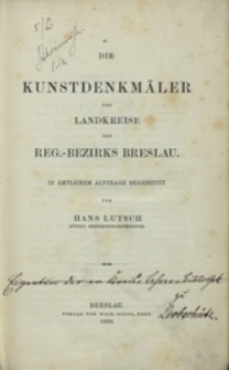 [Bd. 2]: Die Kunstdenkmäler der Landkreise des Reg.-Bezirks Breslau