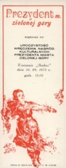 Dni Zielonej Góry 1978: [zaproszenie na uroczystość wręczenia nagród kulturalnych Prezydenta miasta Zielonej Góry]