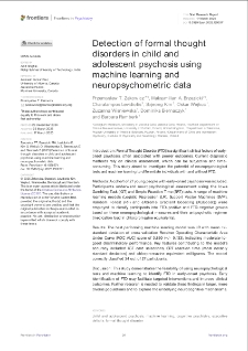 Detection of formal thought disorders in child and adolescent psychosis using machine learning and neuropsychometric data