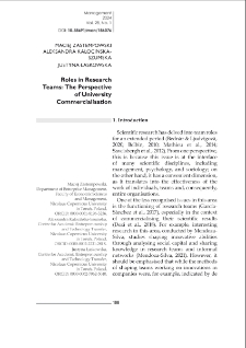 Roles in Research Teams: The Perspective of University Commercialisation