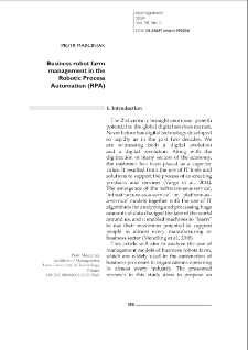 Business robot farm management in the Robotic Process Automation (RPA)