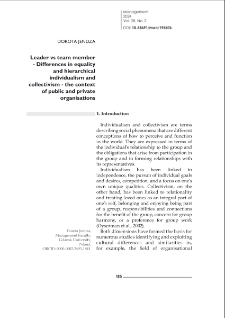 Leader vs team member - Differences in equality and hierarchical individualism and collectivism - the context of public and private organisations