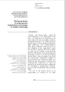 The human factor in contemporary organisations and changes in modern technology