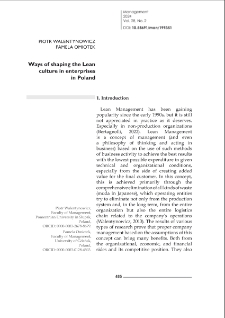 Ways of shaping the Lean culture in enterprises in Poland