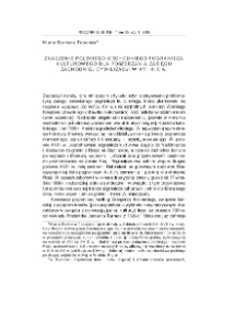 Znaczenie polskiego wschodniego pogranicza kulturowego dla poszerzania zasięgu zachodniej cywilizacji w XVI-XIX w. = The significance of the Polish eastern cultural borderland for the expansion of the western civilization in the 16th-19th centurie