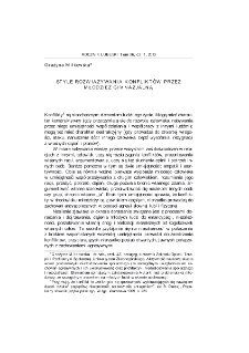 Style rozwiązywania konflikt&oacute;w przez młodzież gimnazjalną = Ways of resolving conflicts by middle school students