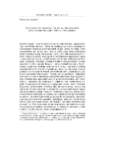 Foucault w oczach polskiej socjologii. Mediocentryczny punkt widzenia = The reception of Foucault by sociologists from a media-centric point of view